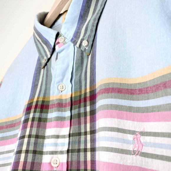 ⚡️SOLD⚡️ polo ralph lauren madras long sleeve button down shirt - size xl - Picture 2 of 9